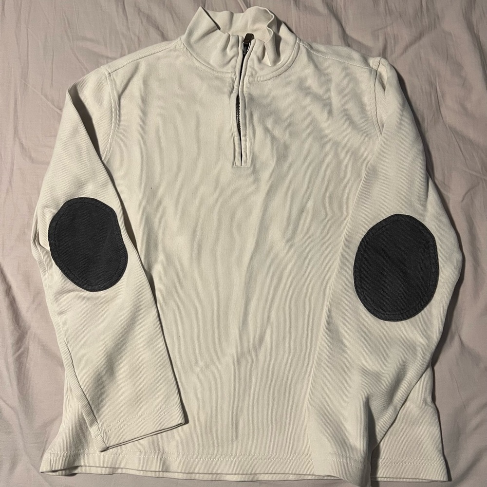 MENS BANANA REPUBLIC QUARTER ZIP SWEATER WITH ELBOW PADS